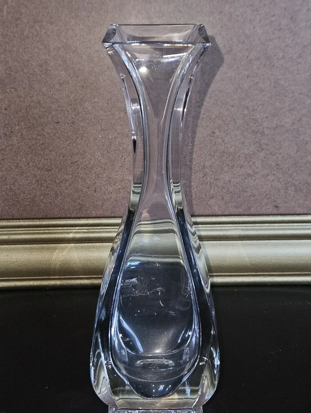Vintage Clear Crystal Glass Heavy Sculptural Vase - Elegant Home Accent